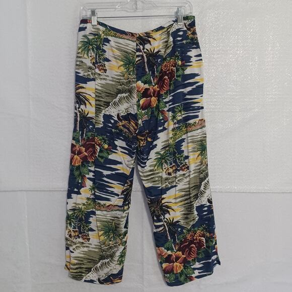 Hilo Hattie Hawaiian Original Cropped Pants Women’s Size S Tropical Print Woven - Picture 2 of 10